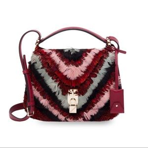 Valentino Garavani Lg Leather & Feather Saddle Bag